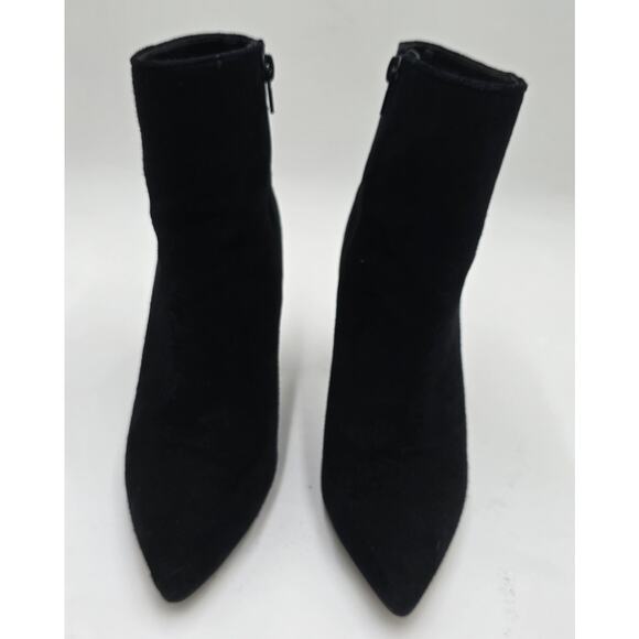 ALDO Black Suede Ankle Boots Pointed Toe Block Heel Zippered Bootie Women's 8 - Picture 3 of 10